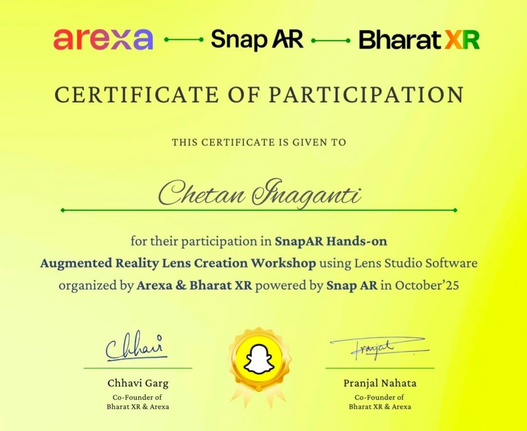 Snap AR Augmented Reality Certificate